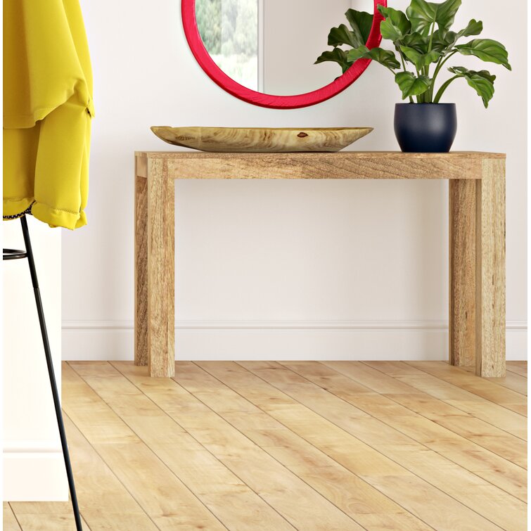 Narrow solid wood store console table